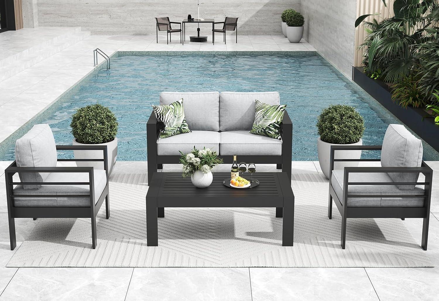 LayinSun Alturas Standalone Product 4 Piece Sofa Seating Group With Cushions