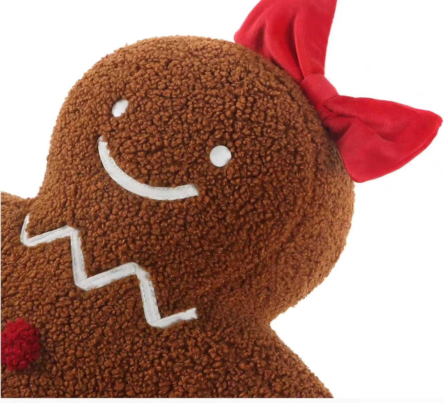 Christmas Decoration Cute Plush Sherpa Gingerbread Girl Cushion Pillow with Filling Soft Comfort Plush Home Decor Pillows