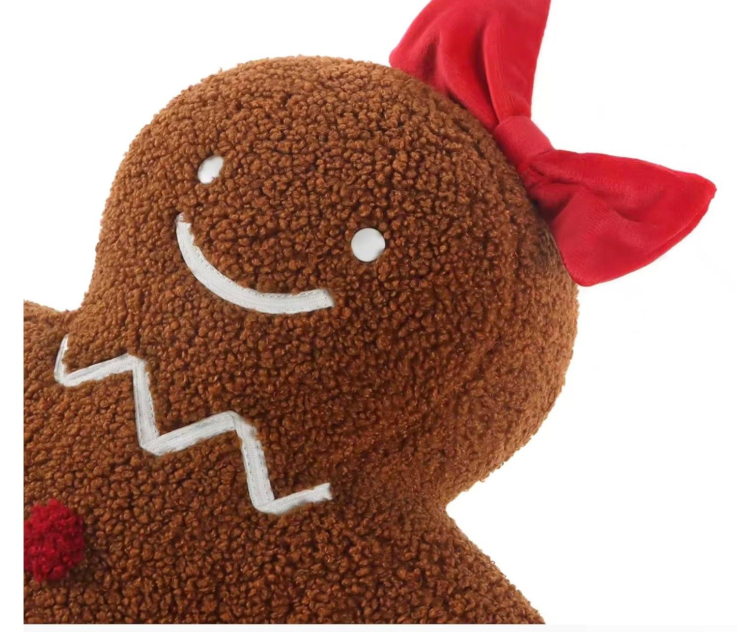 Christmas Decoration Cute Plush Sherpa Gingerbread Girl Cushion Pillow with Filling Soft Comfort Plush Home Decor Pillows