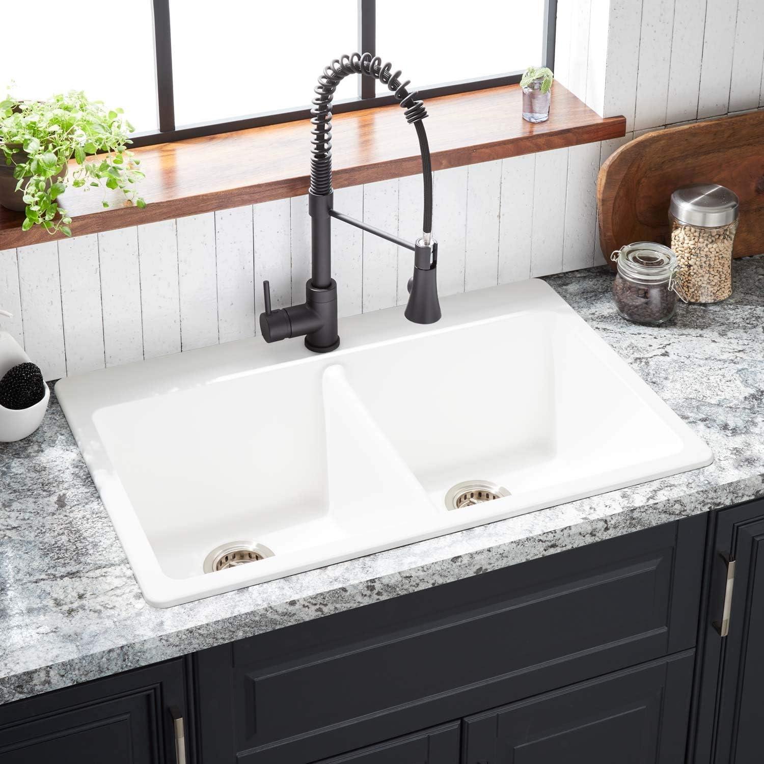 Totten 33" White Granite Composite Double Basin Kitchen Sink