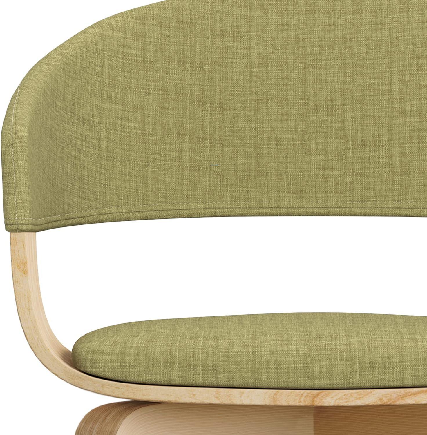 Simpli Home Lowell Bentwood Dining Chair With Light Wood In Acid Green Linen Look Fabric