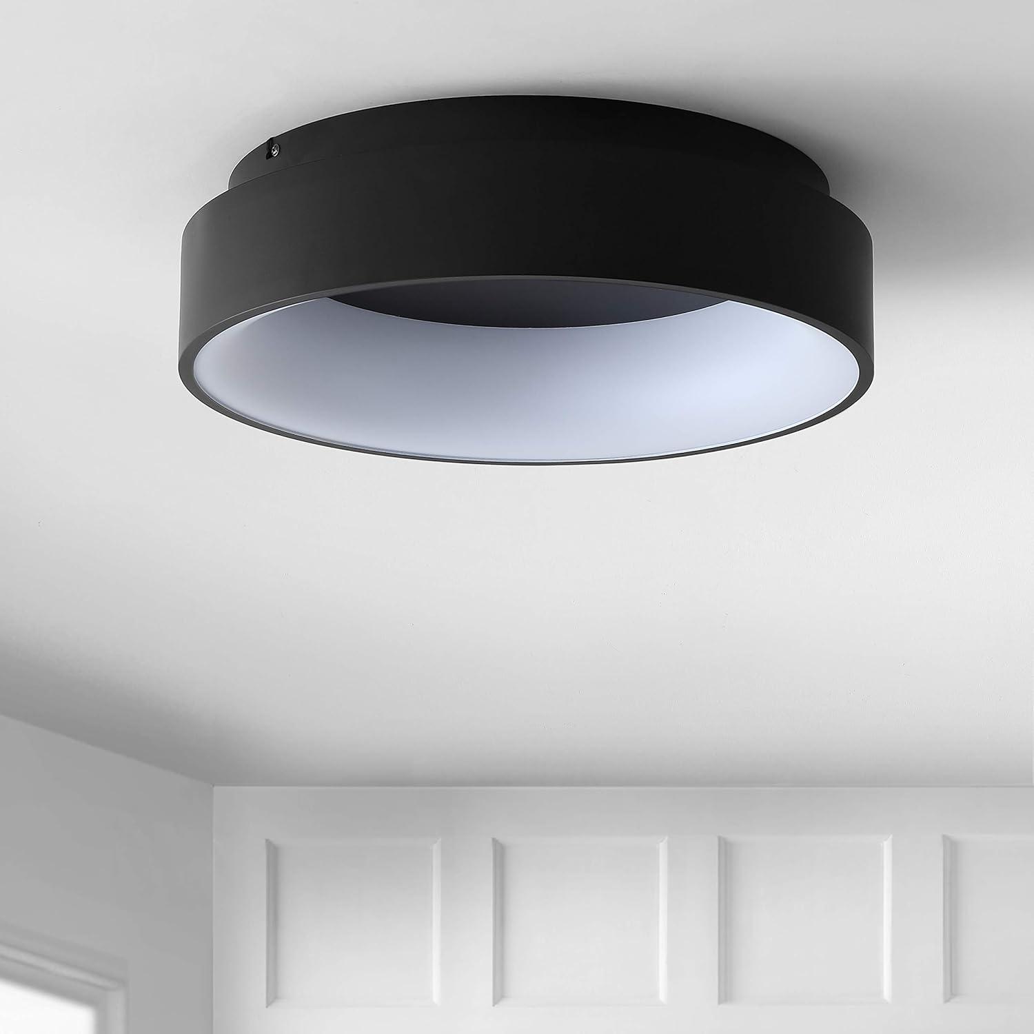 Ring 17.7" Integrated LED Metal Flush Mount Ceiling Light, Black