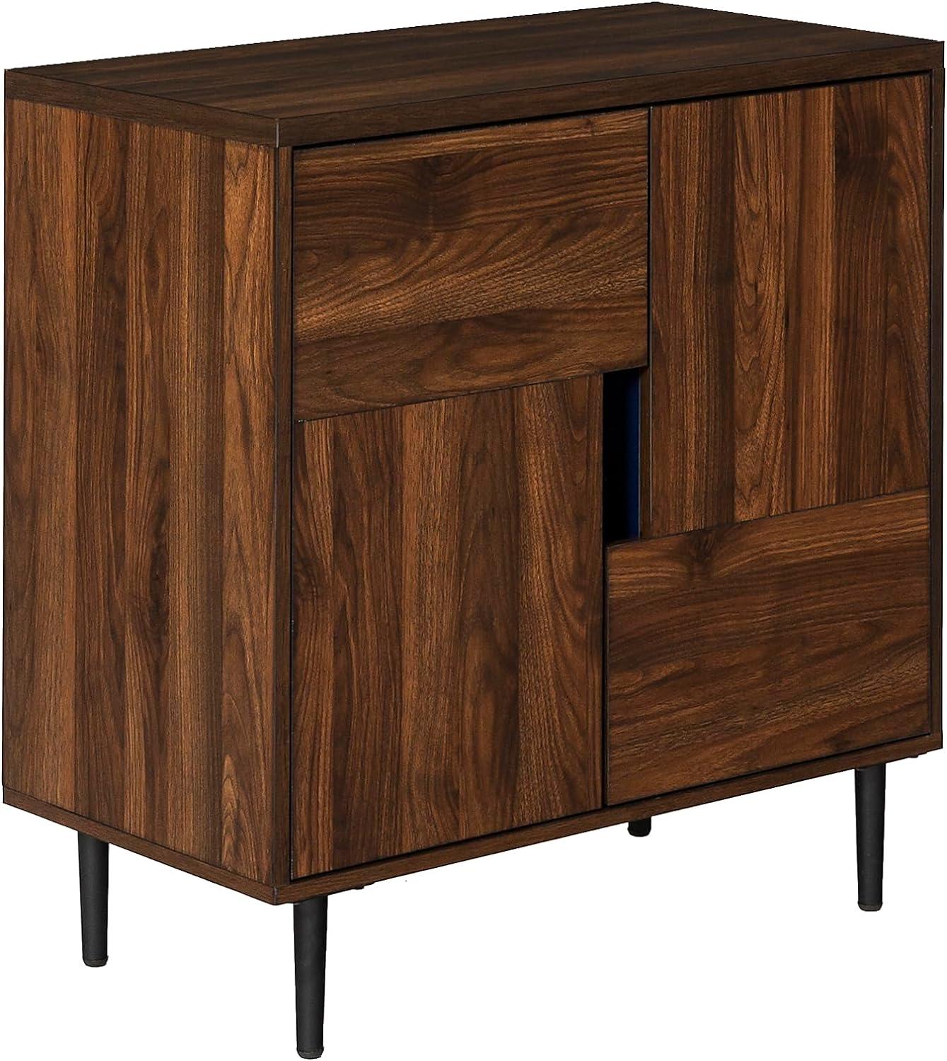 Dark Walnut Freestanding Modern Accent Cabinet with Shelves