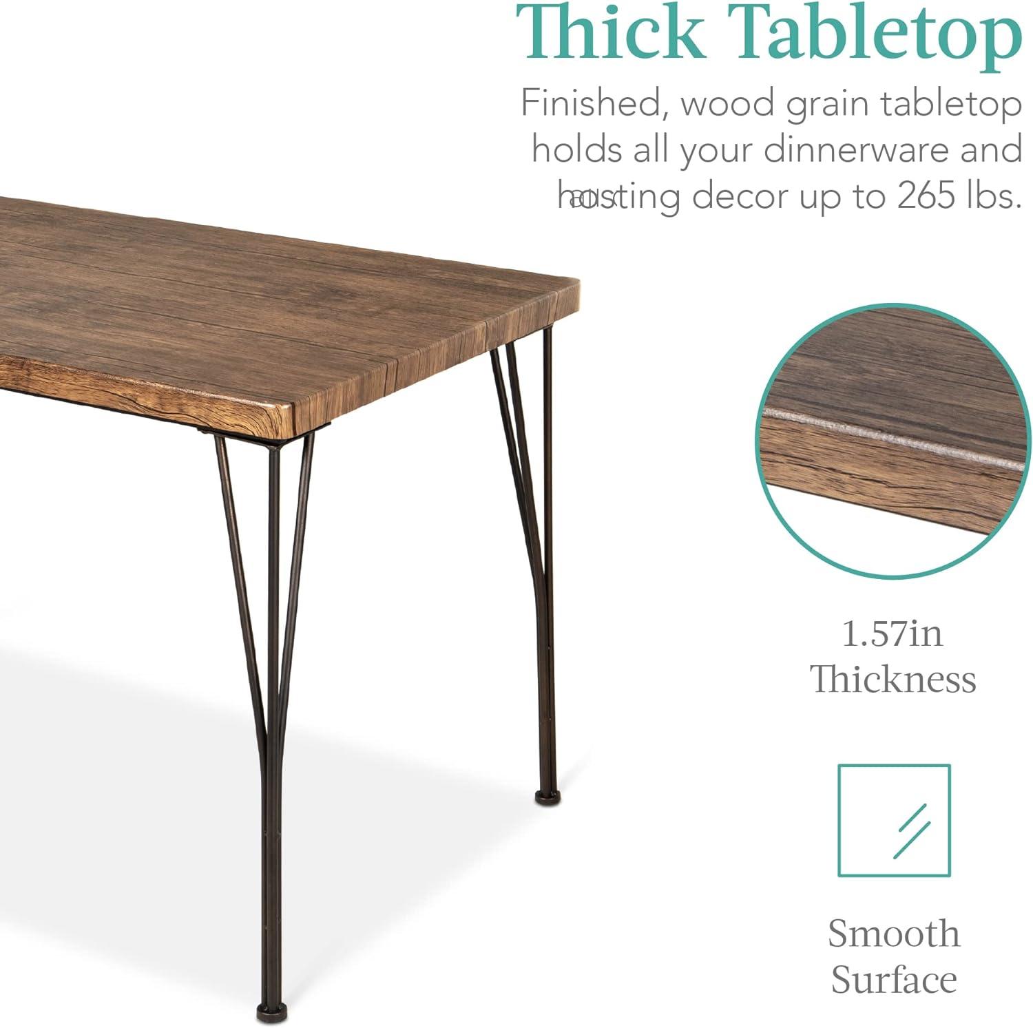 Best Choice Products 5-Piece Indoor Modern Metal Wood Rectangular Dining Table Furniture Set w/ 4 Chairs - Drift Brown