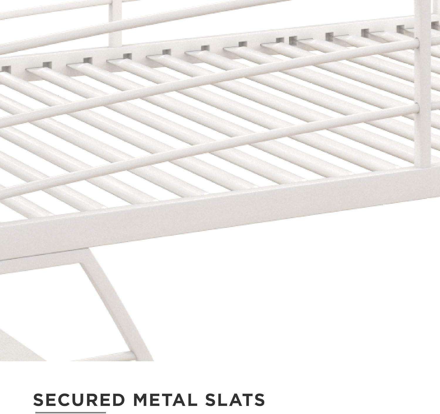 DHP Sage Studio Twin Metal Loft Bed with Integrated Desk and Shelves, Off White