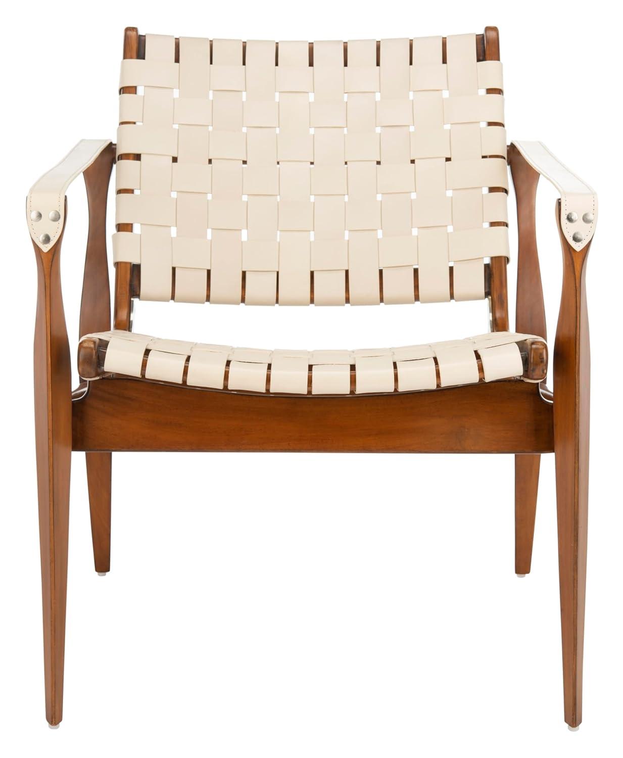 Dilan Safari Chair - SFV9005 - Cream/Light Brown - Safavieh Couture