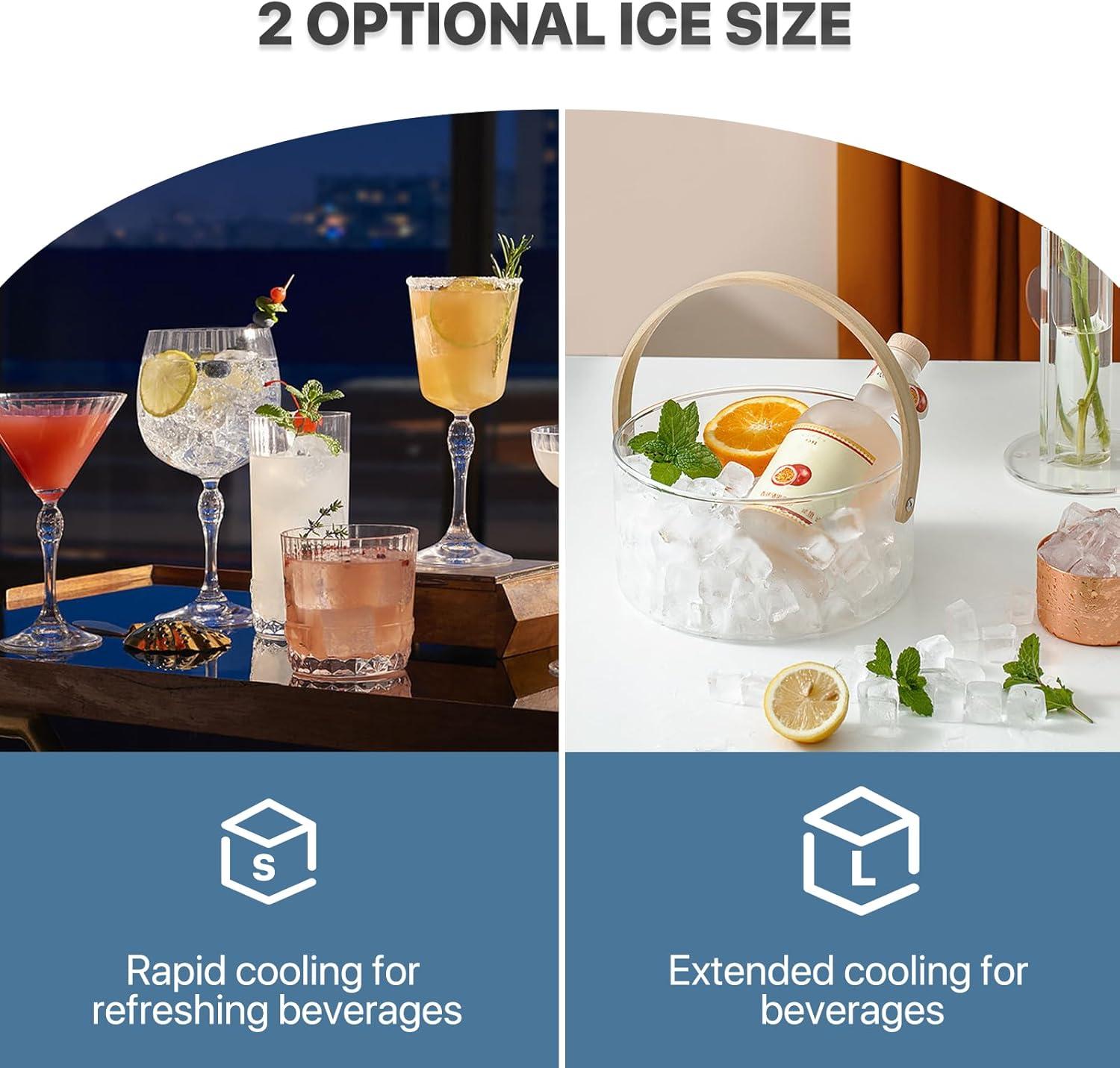 mollie Countertop Ice Maker Machine with Auto-Cleaning, 26lbs in 24Hrs, 32 Ice Cubes Ready in 20 Mins, Portable Ice Maker with Basket and Scoop for Home Kitchen Camping, Black
