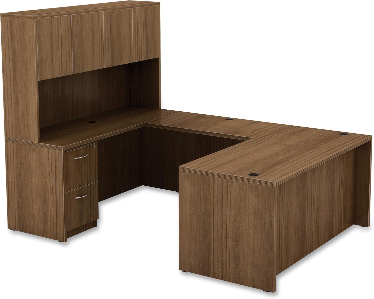 Contemporary Walnut Laminate 62'' Office Credenza with Filing Cabinet