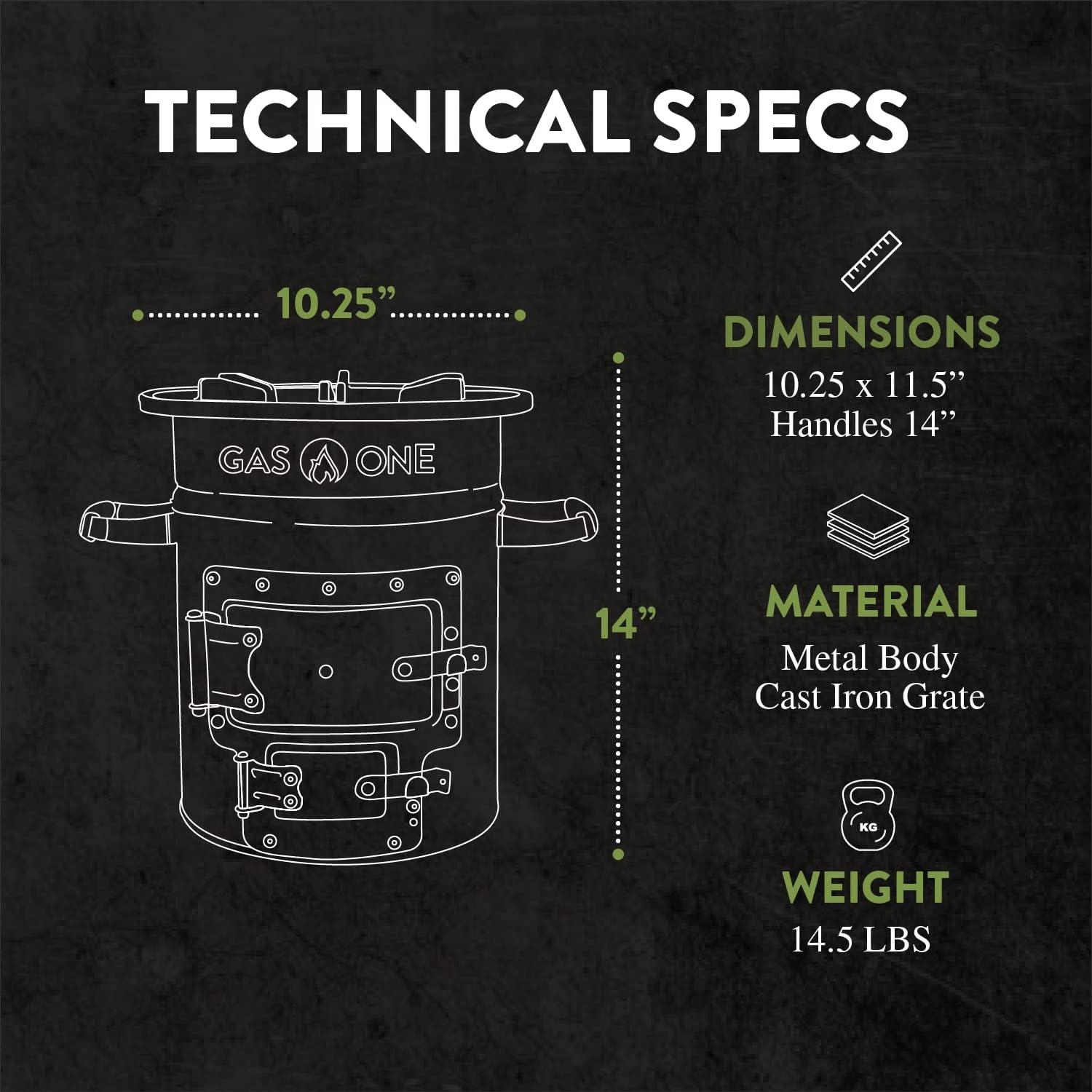 GasOne Portable Wood Burning Rocket Stove Camping for Backpacking, Hiking, RV and Survival - Insulated Barrel Stove Kit with Silicone Handles