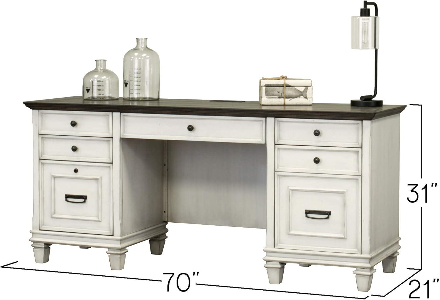 Martin Furniture Hartford Wood Credenza Office Desk Writing Table White