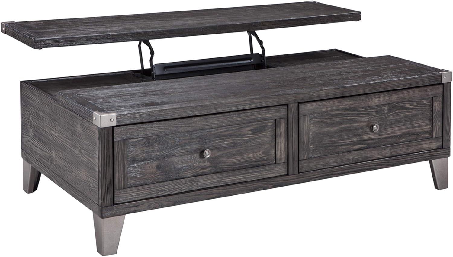 Dark Gray Rectangular Lift-Top Coffee Table with Storage