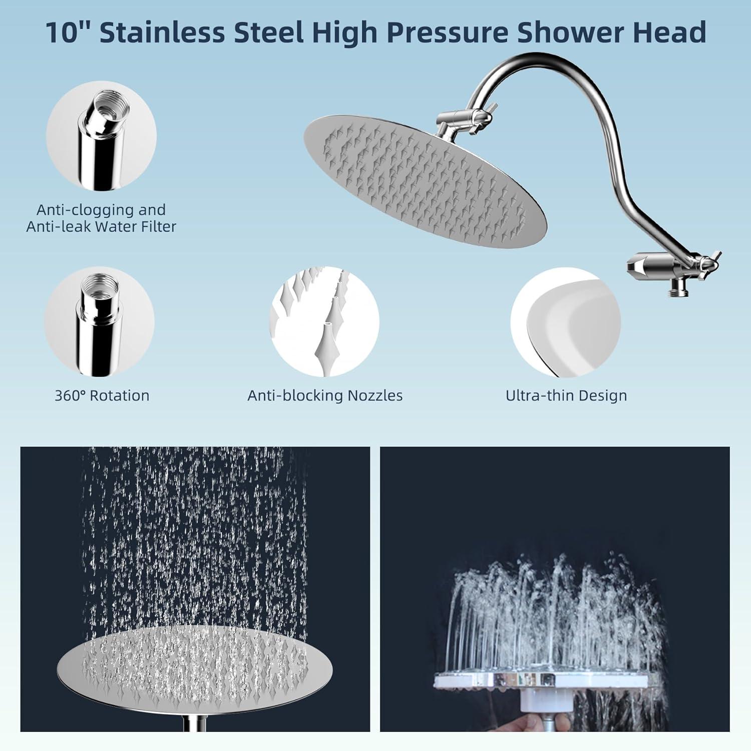 High Pressure Rainfall Shower Head with Handheld Spray Combo