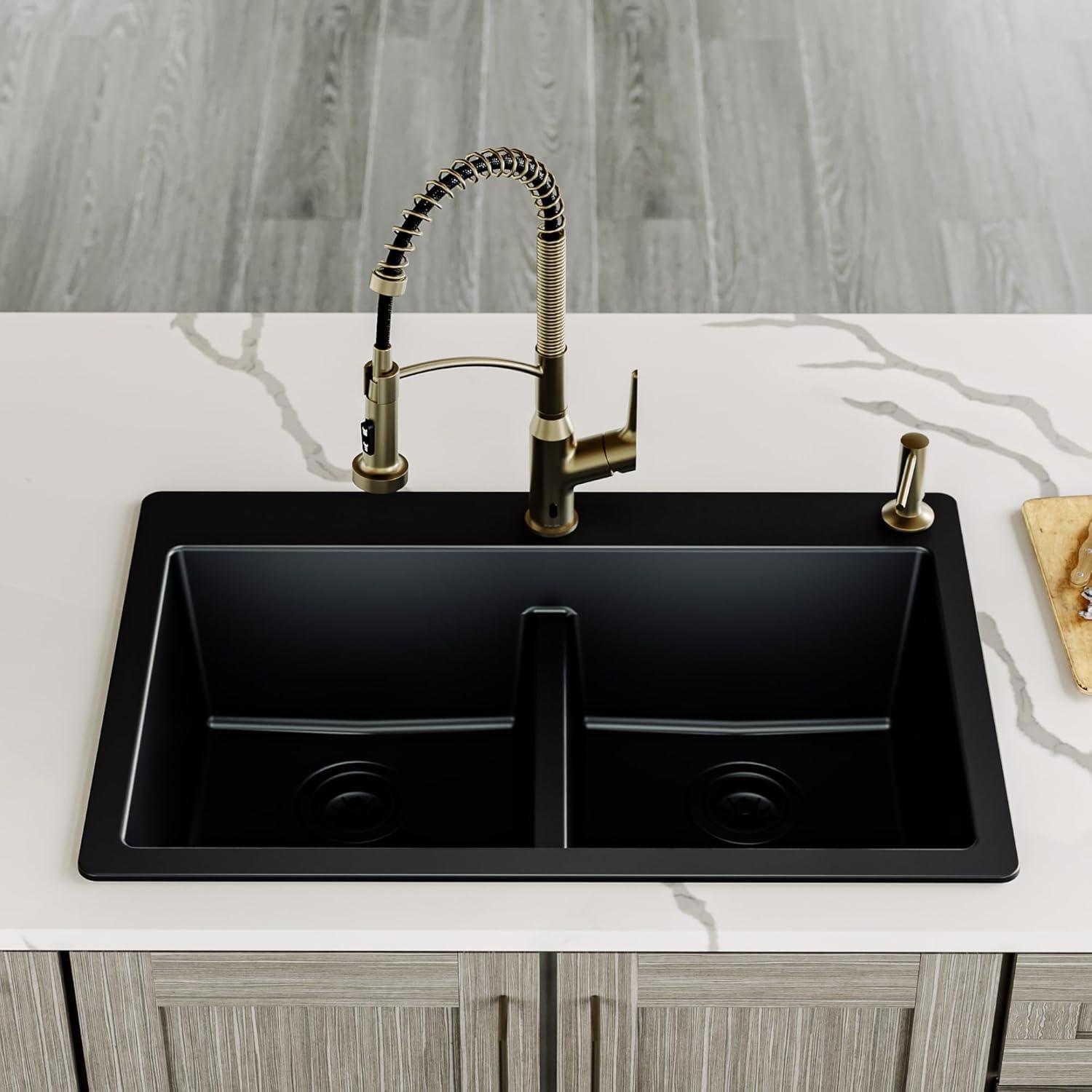 Karran Quartz 33'' X 22'' 50/50 Double Bowl Composite Drop-in Kitchen Sink