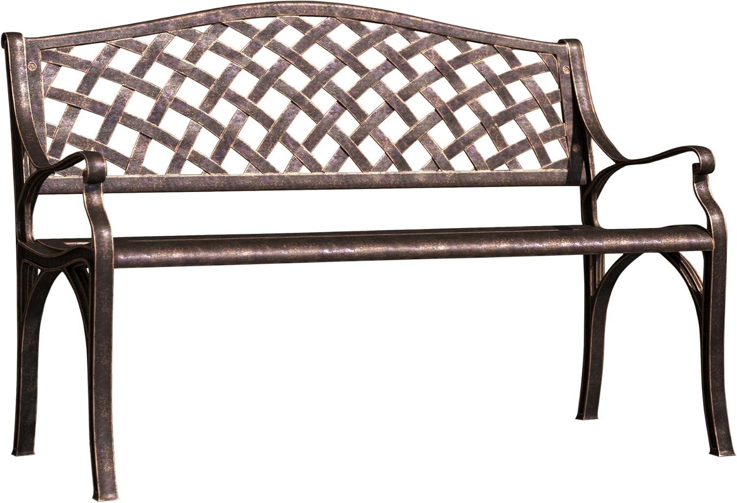 Belleze Antique Copper Outdoor Garden Bench Patio Seat Cast Aluminum