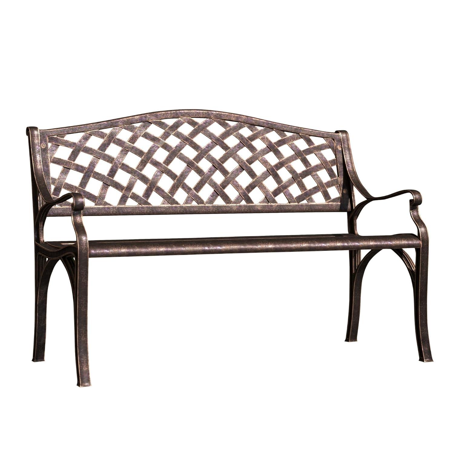 Belleze Antique Copper Outdoor Garden Bench Patio Seat Cast Aluminum