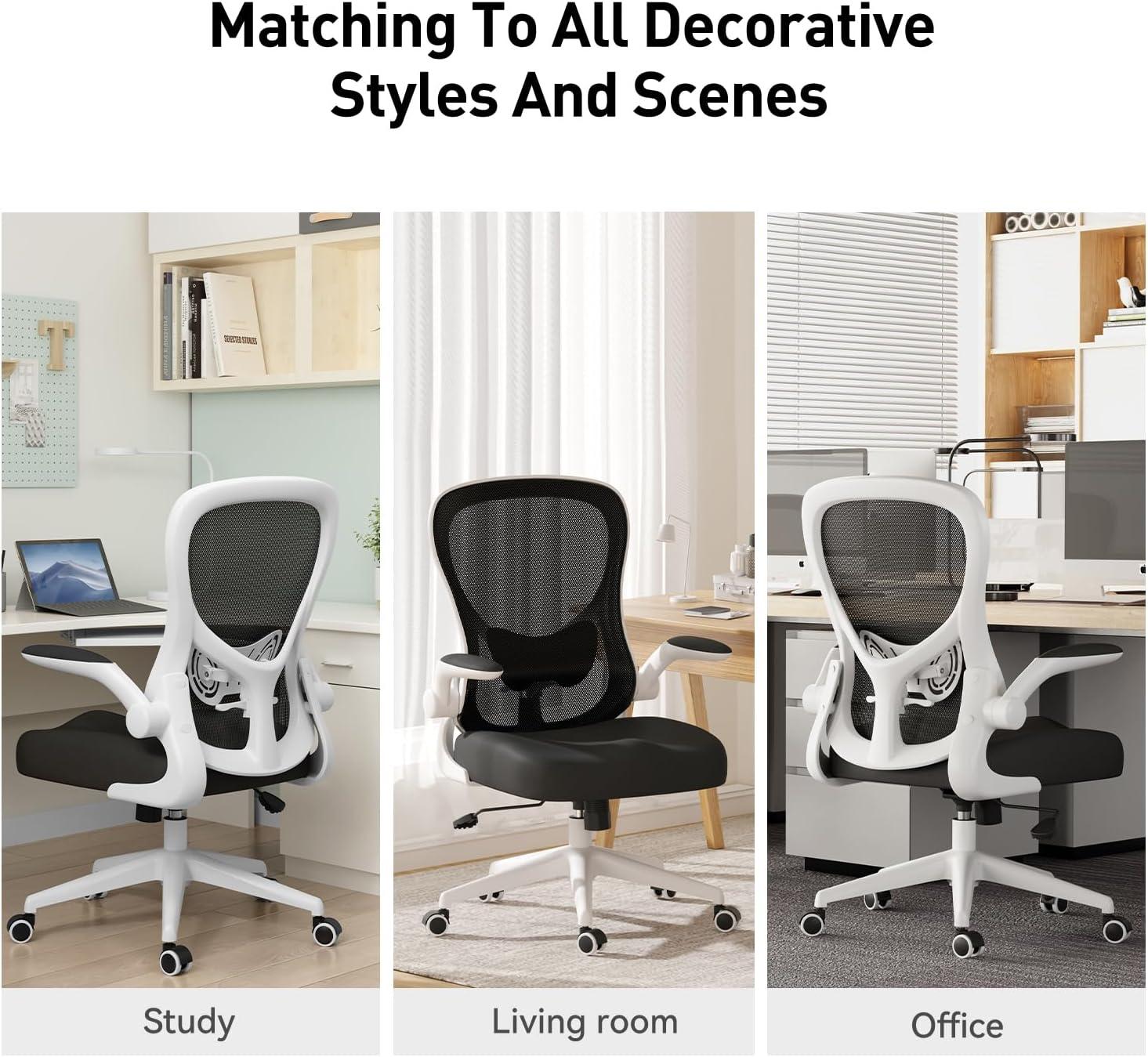 White Ergonomic Mesh Office Chair with Adjustable Arms