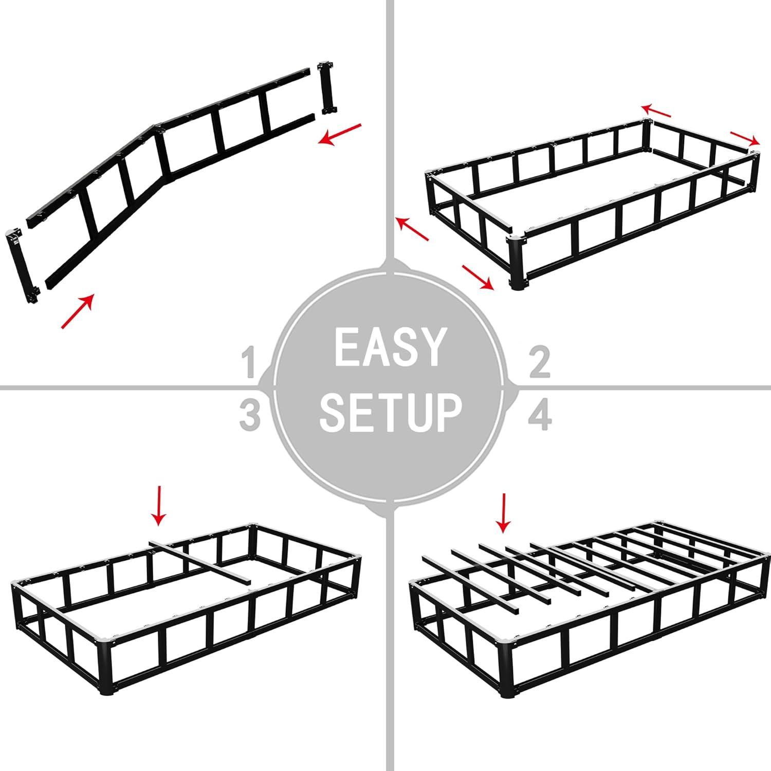 Mahtotopa 9 Inch Twin Box Spring High Profile Metal Frame Mattress Foundation With Fabric Cover