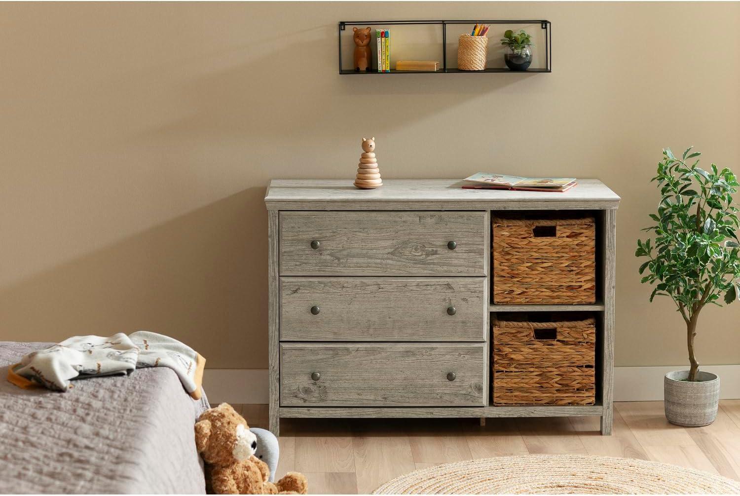 Cotton Candy 3-Drawer Dresser with Storage Baskets