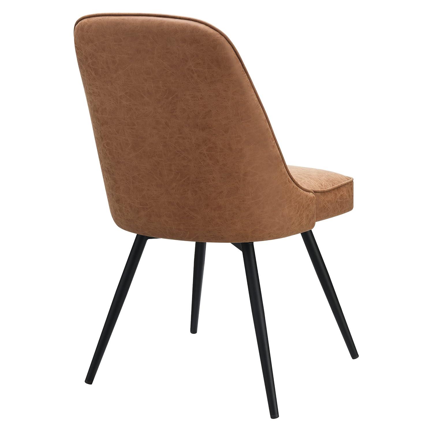 OSP Home Martel Faux Leather Swivel Chair with Black Legs in Sand Brown