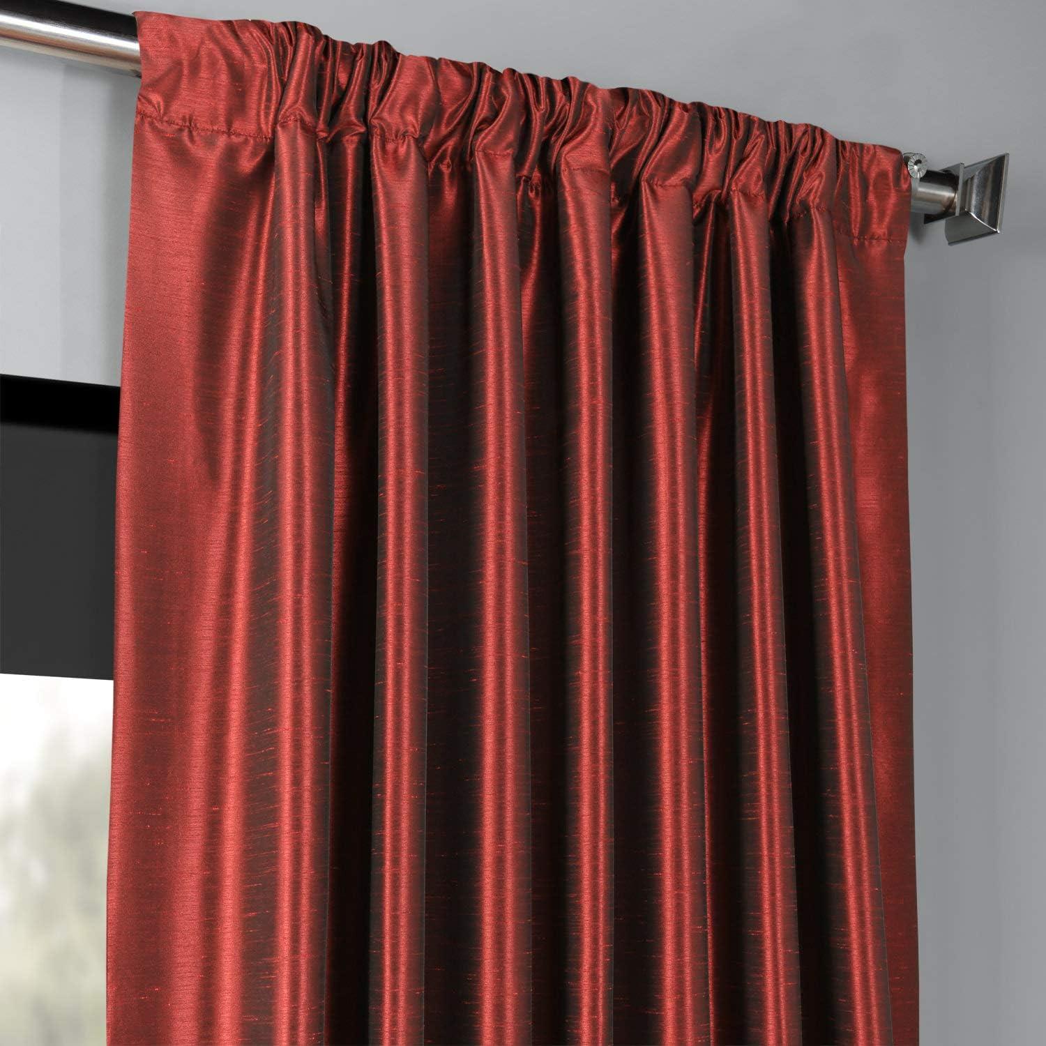 HPD Half Price Drapes Faux Silk Blackout Curtains for Room Decor Vintage Textured (1 Panel), PDCH-KBS5BO-84, Ruby 50 in x 84 in