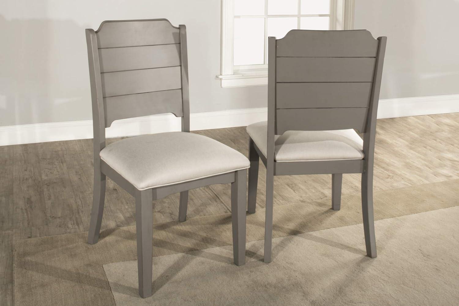 Gray Upholstered Wood Slat Back Side Chair, 37"