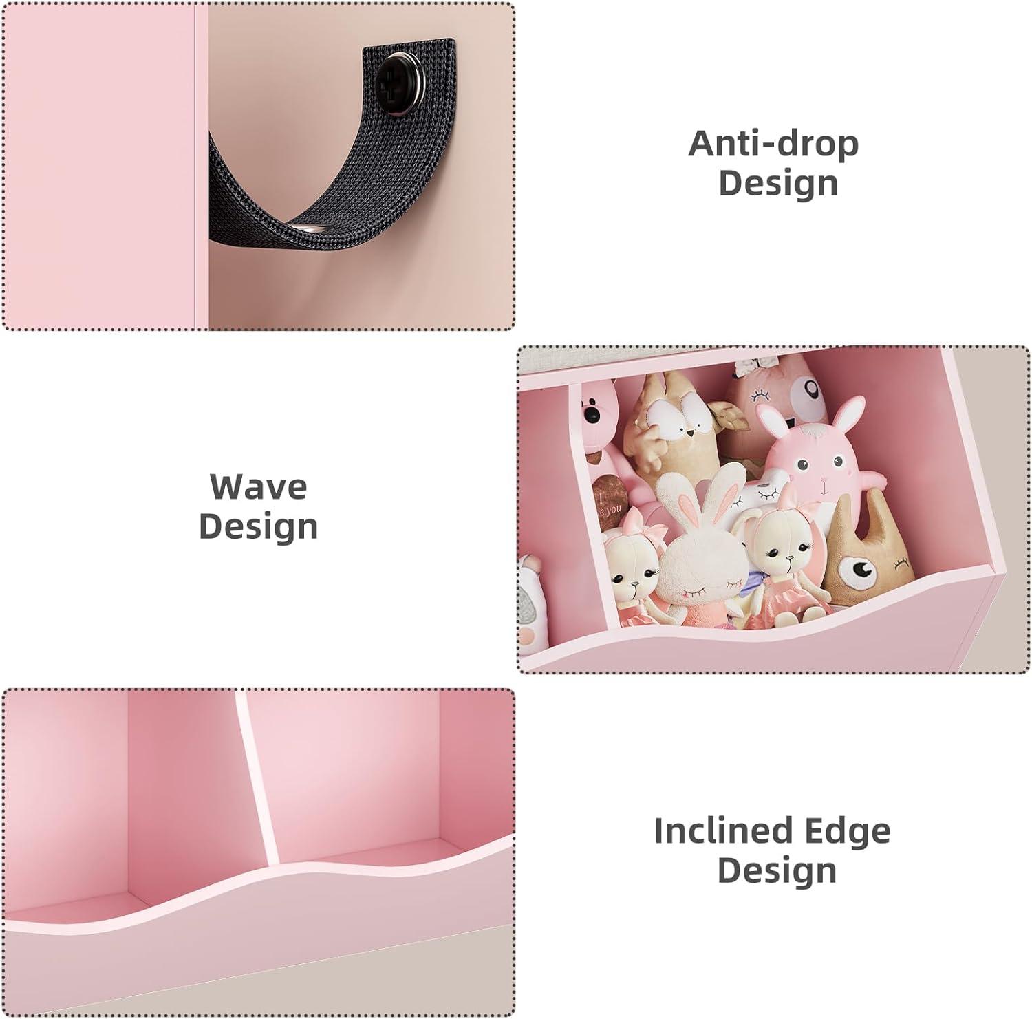 3-Tier Kids Bookshelf, Toy Storage Organizer with 3 Drawers,Wooden Bookcase with Large Toy Storage Cabinet for Playroom