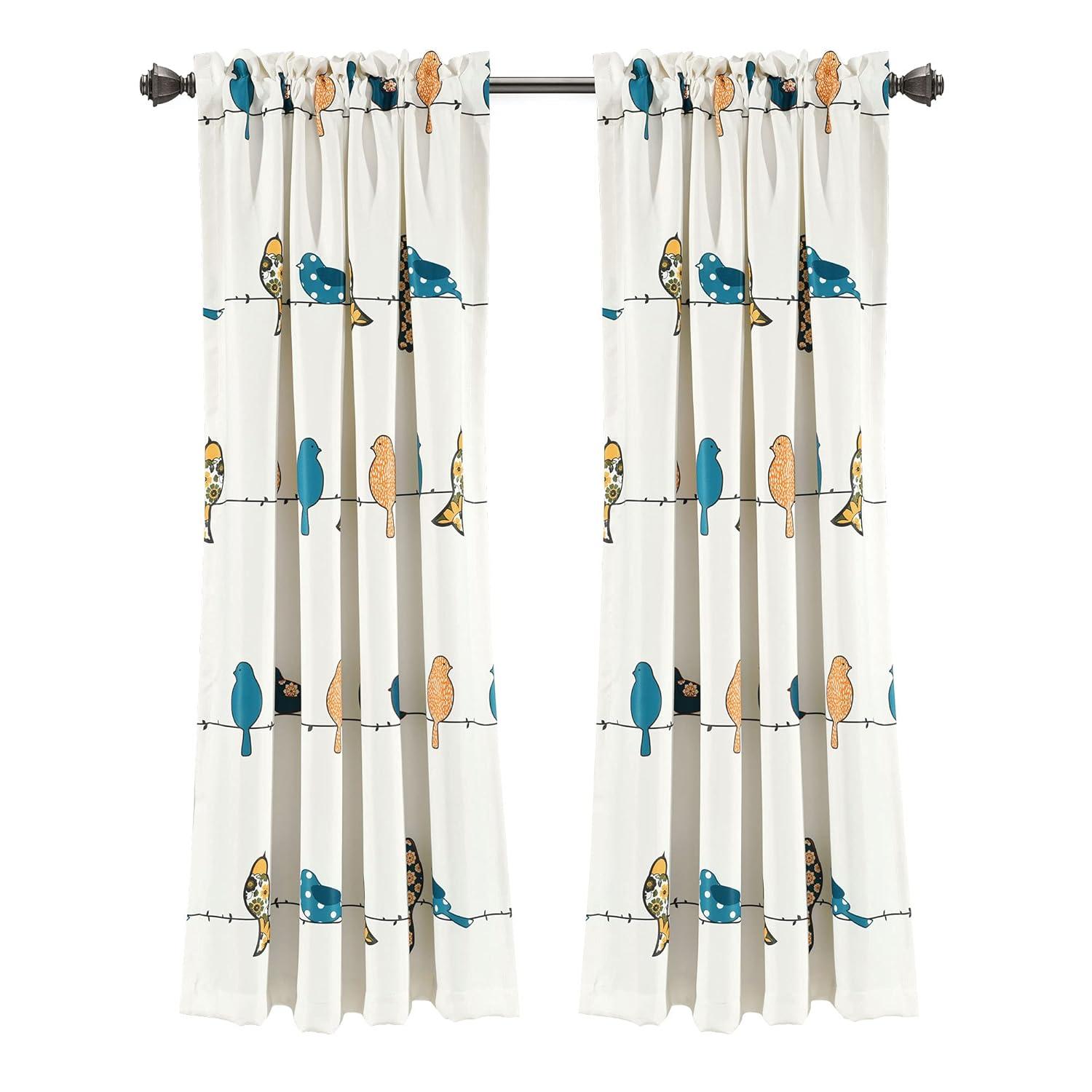 Frifoho Rowley Birds Room Darkening Thermal Rod Pocket Curtain Panels (Set of 2)