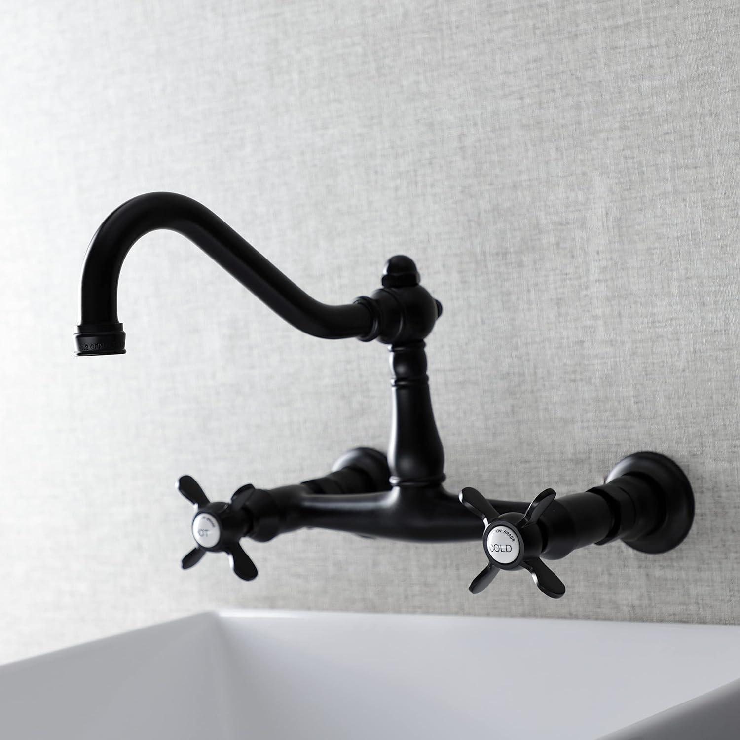 Kingston Brass KS3240BEX Essex Wall Mount Bathroom Faucet, Matte Black