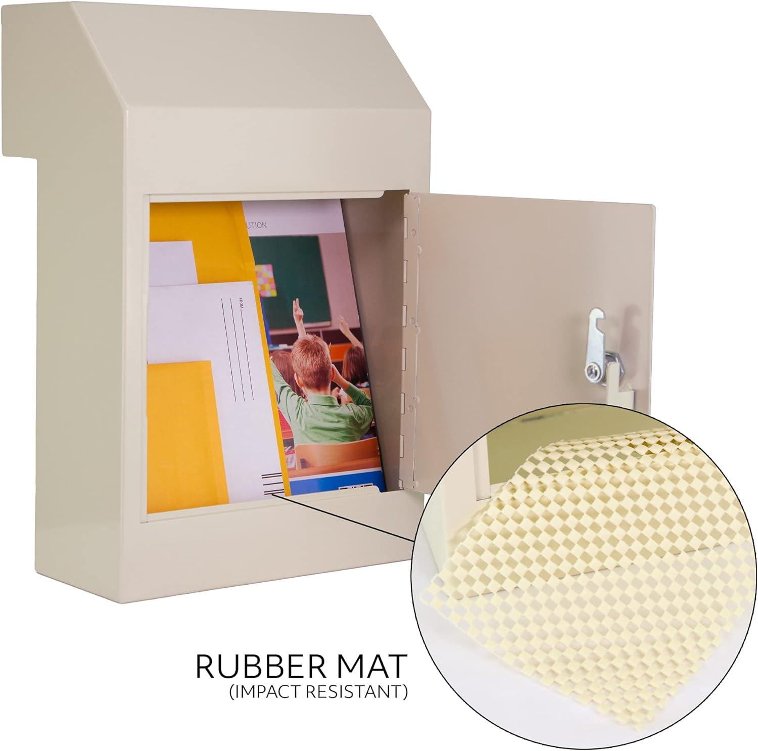 Beige Cream Steel Lockable Through-the-Door Mail Drop Box