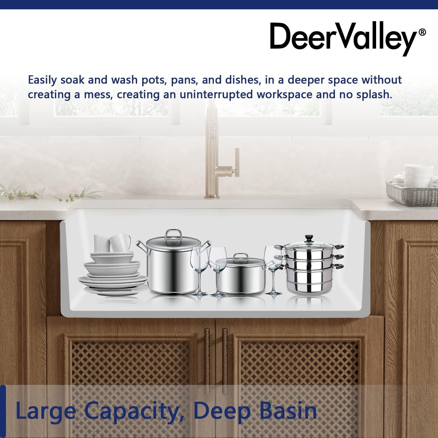 Grove 30" L X 18" W Rectangular White Single Basin Fireclay Farmhouse / Apron Kitchen Sink with Grid and Strainer