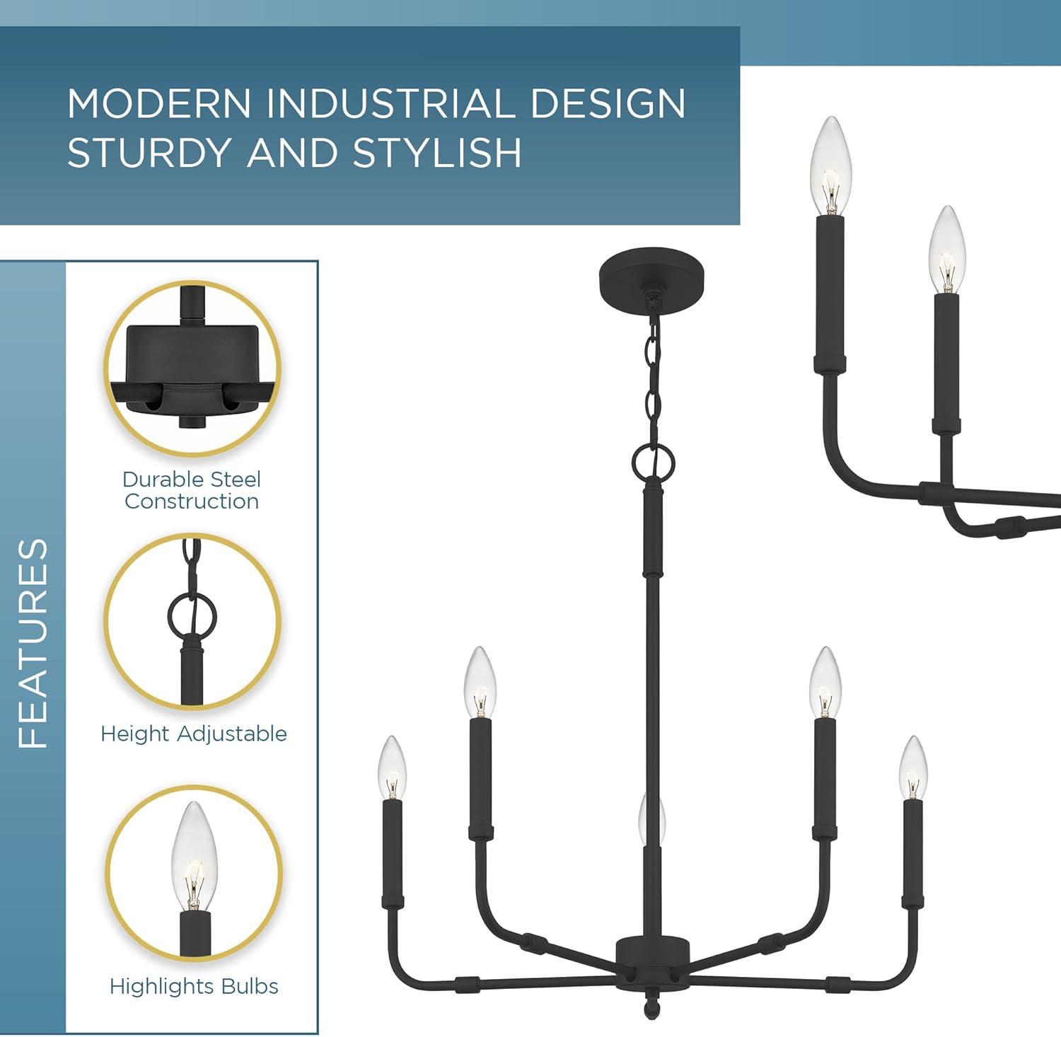 Quoizel Lighting Abner 5 - Light Chandelier in  Matte Black