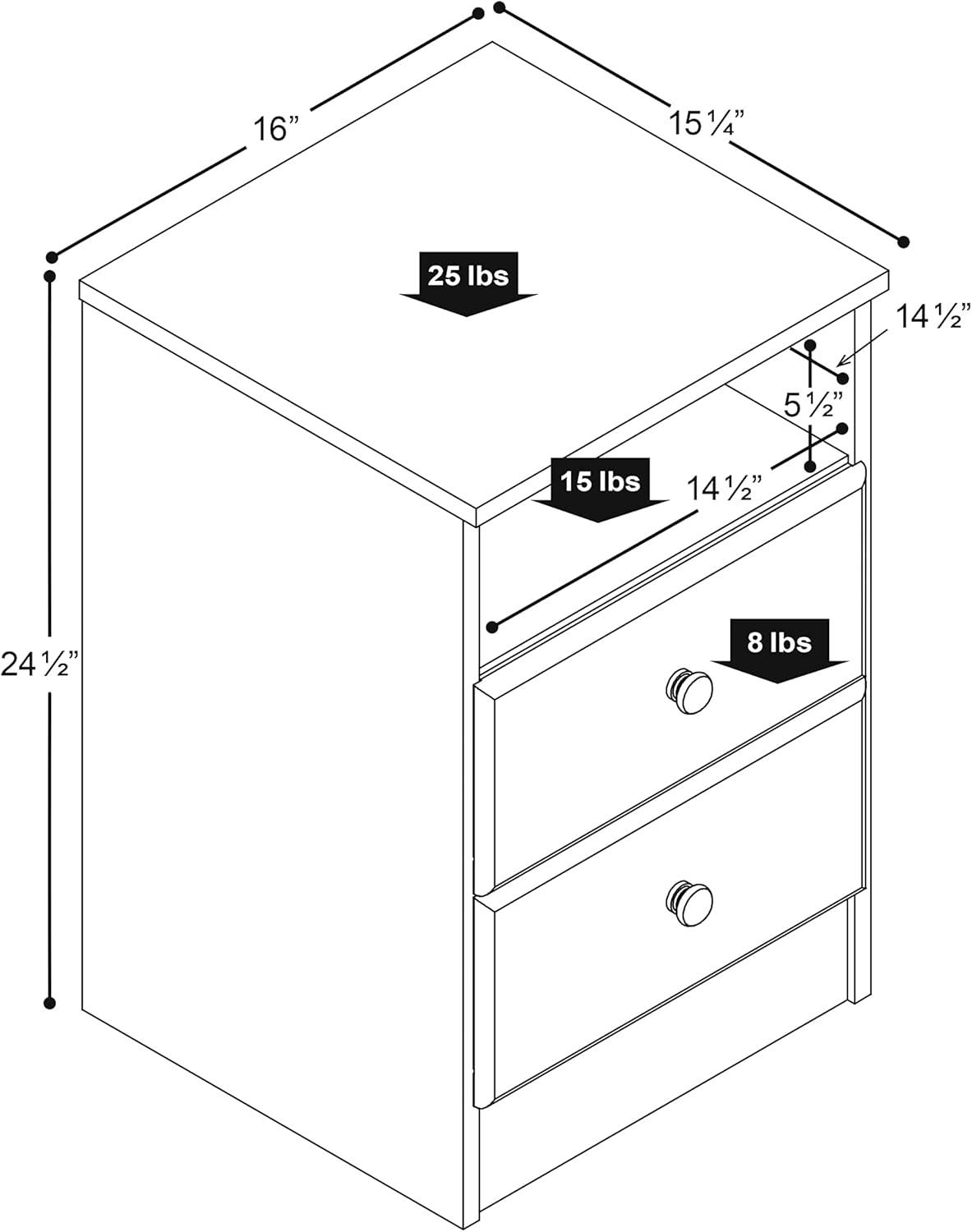 Prepac Astrid 2-Drawer Nightstand with Open Shelf, Drifted Gray