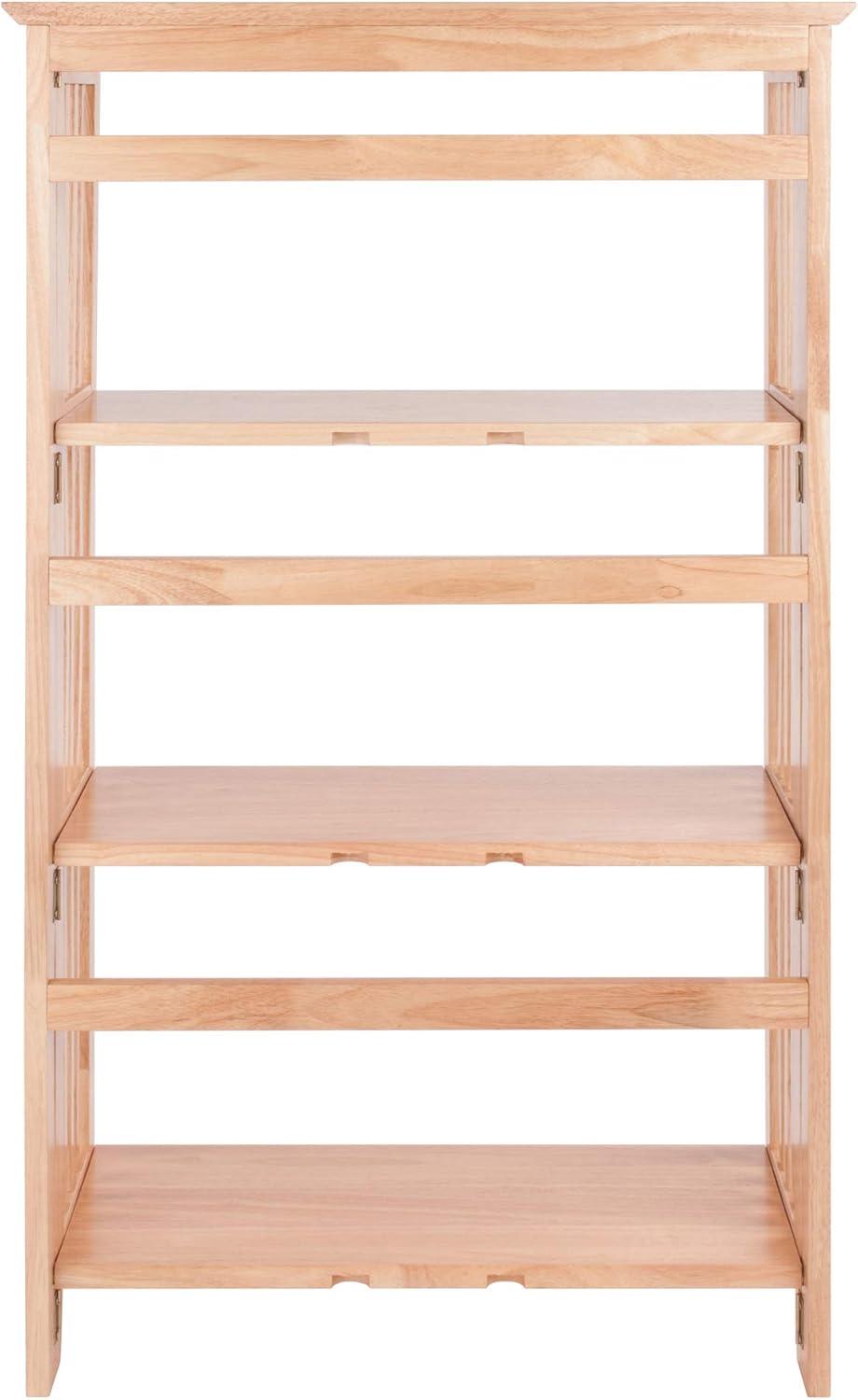 42" 4 Tier Foldable Bookshelf Natural - Winsome: Beech Wood, Slatted-Side, Home Office Storage