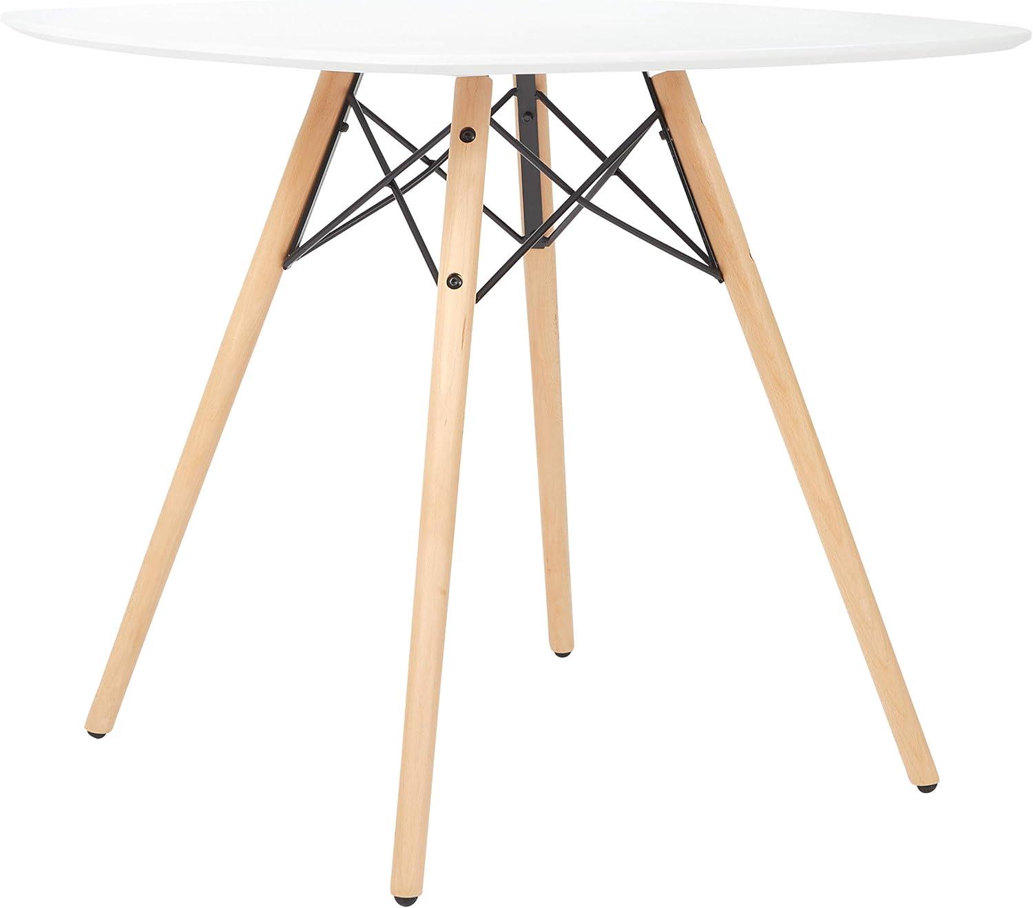 Allen Round White and Natural Wood Dining Table