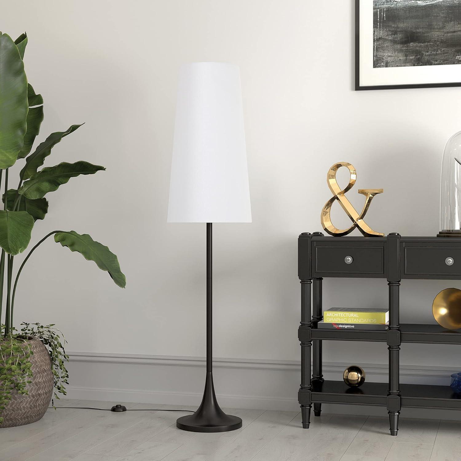 Yana 60" Smart Voice-Controlled Floor Lamp in Brushed Bronze with Off-White Shade