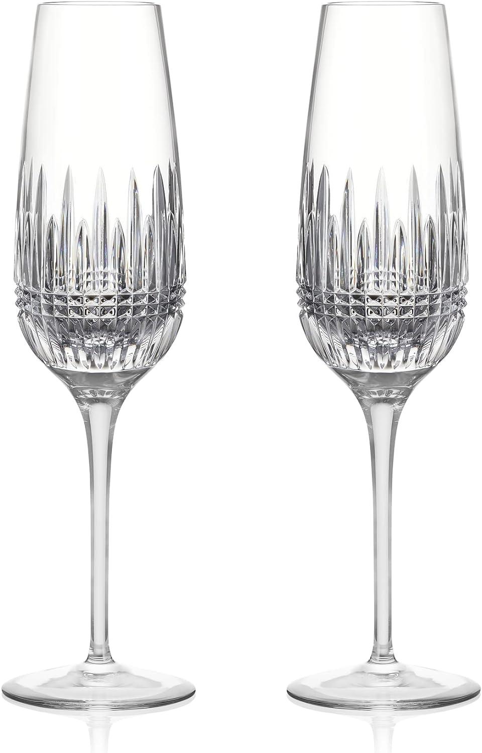 Radiant Diamond Essence 10.6" Crystal Champagne Flutes, Set of 2