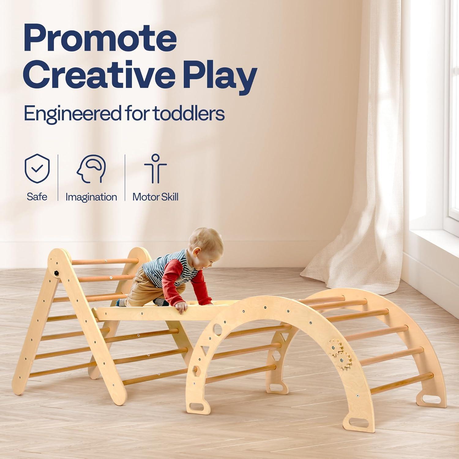 8 In 1 Pikler Triangle Set Wooden Climber