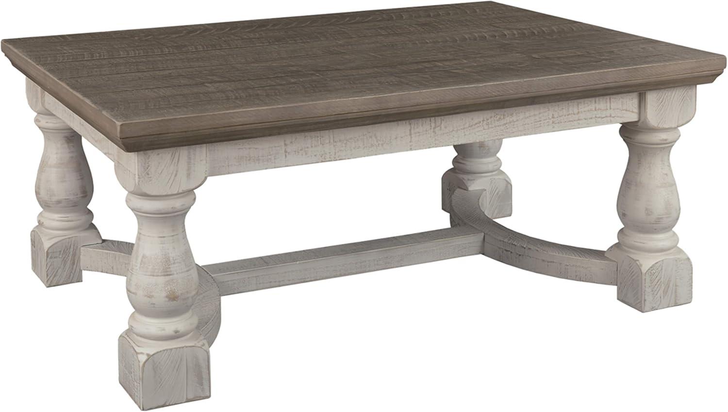 Havalance Coffee Table Gray/White - Signature Design by Ashley: Distressed Two-Tone, Trestle Base, Wood Legs