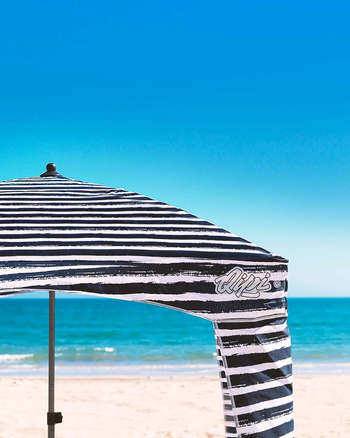 Navy and White Striped Portable Beach Cabana with UV Protection