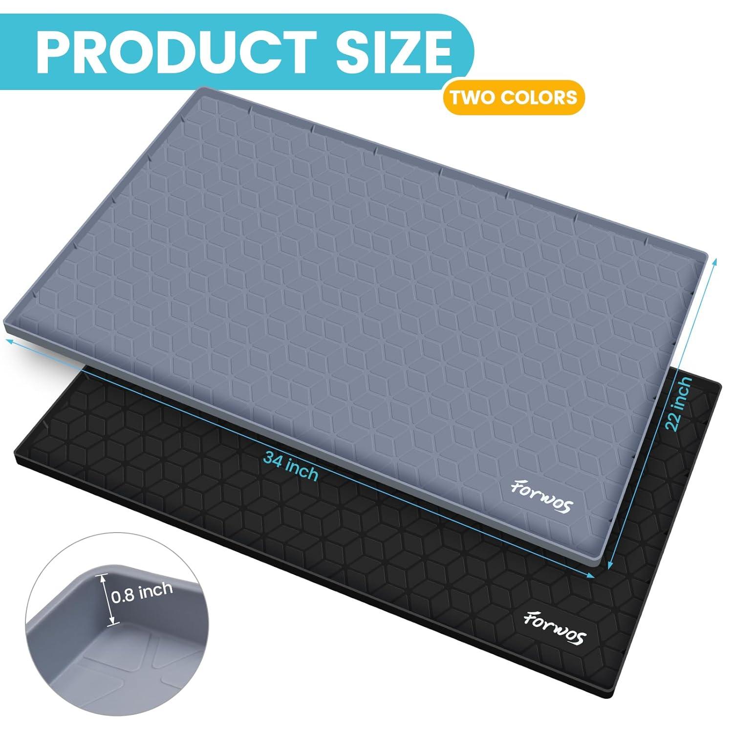 Under Sink Mat, 34" X 22" Silicone Mats For Kitchen Waterproof, Under Sink Cabinet Organizers And Storage, Sink And Cabinet Protector, Under Sink Tray For Bathroom (Grey)