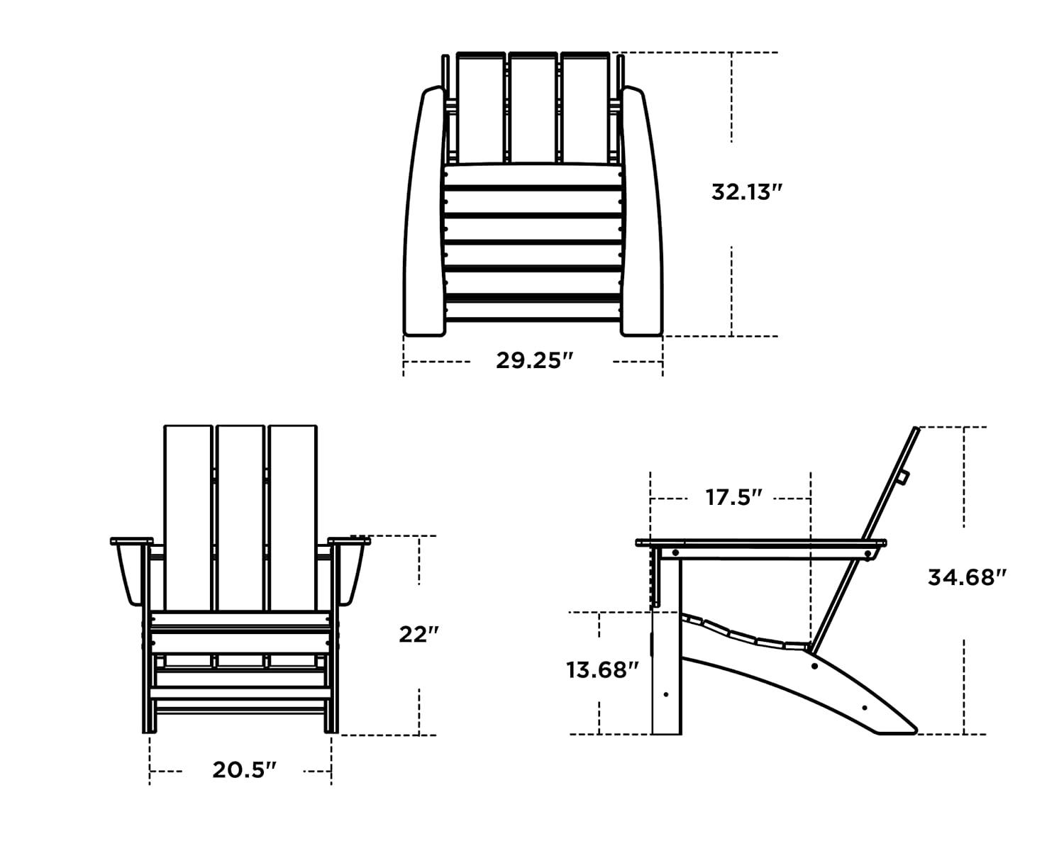 Modern Adirondack High-Density Polyethylene (HDPE) Outdoor Adirondack Chair