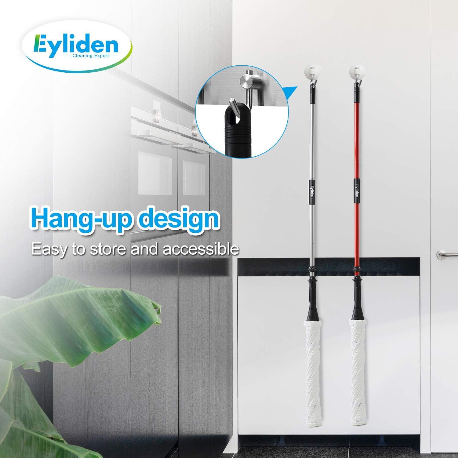 Eyliden Cotton Twist Mop for Floor Cleaning with 2 Reusable Heads, 57.5 inch Silver Long Handle, White Color