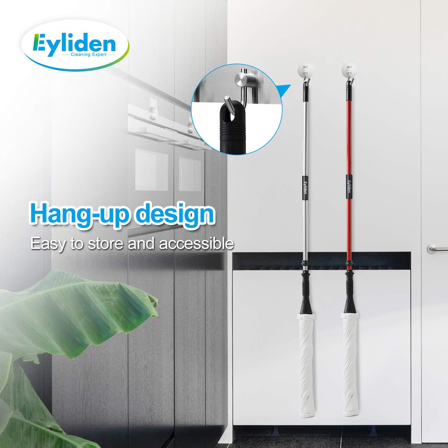 Eyliden Cotton Twist Mop for Floor Cleaning with 2 Reusable Heads, 57.5 inch Silver Long Handle, White Color