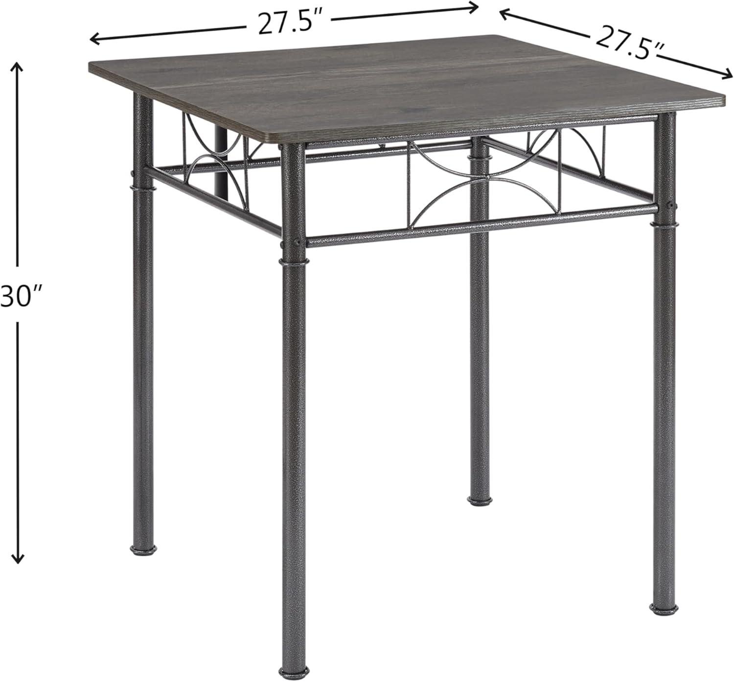 Gray Metal and Wood 3-Piece Square Dining Set