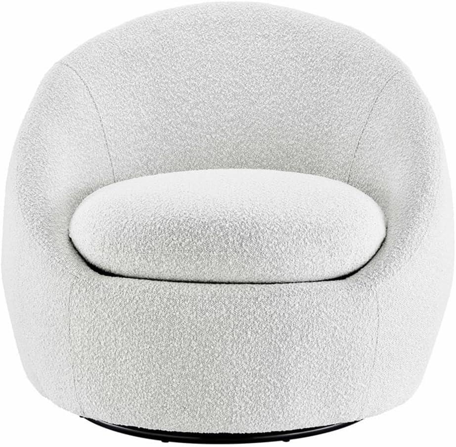 New Pacific Direct Adelmo Modern Fabric Swivel Accent Chair in Boucle Beige