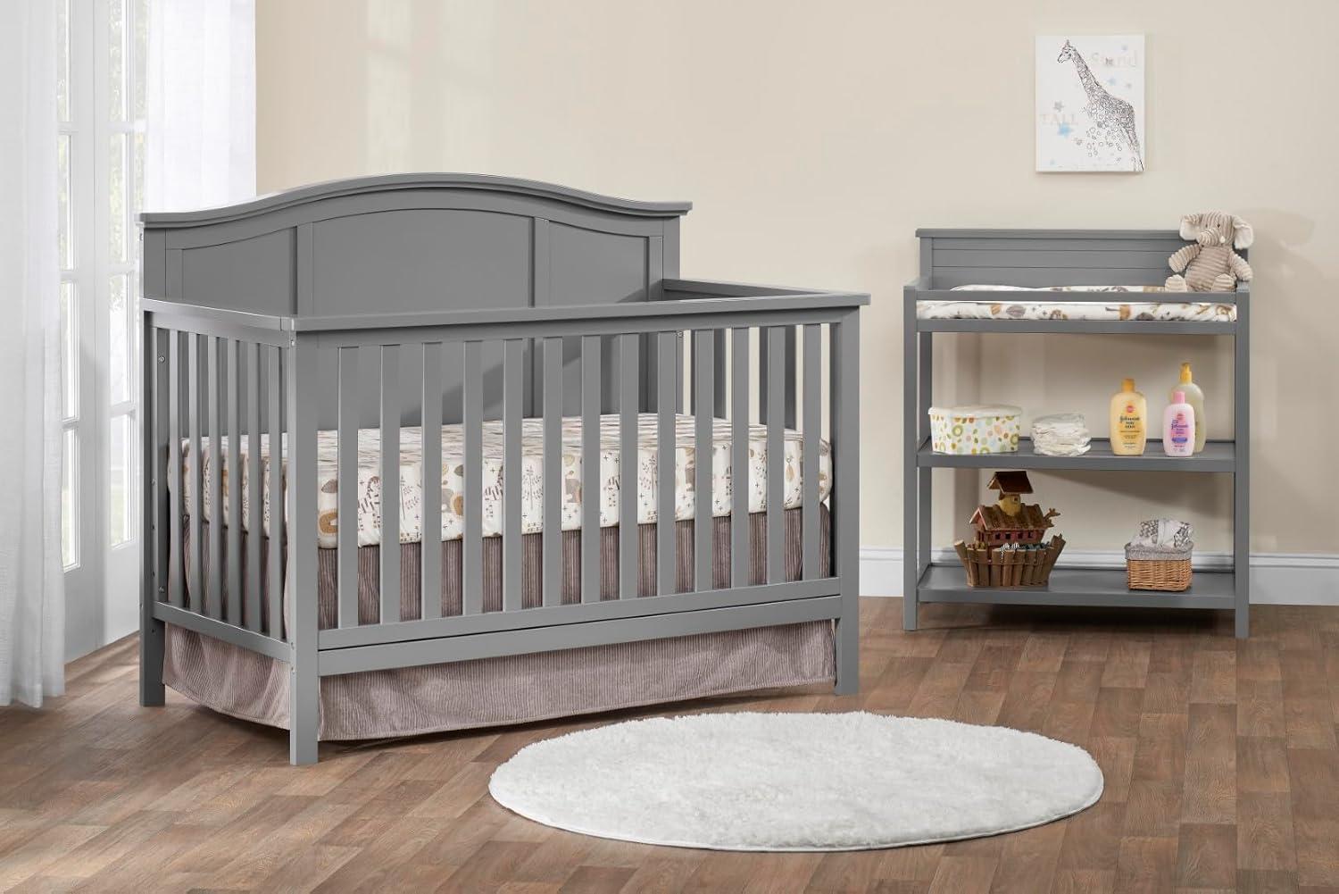 Dove Gray Wooden 4-in-1 Convertible Baby Crib