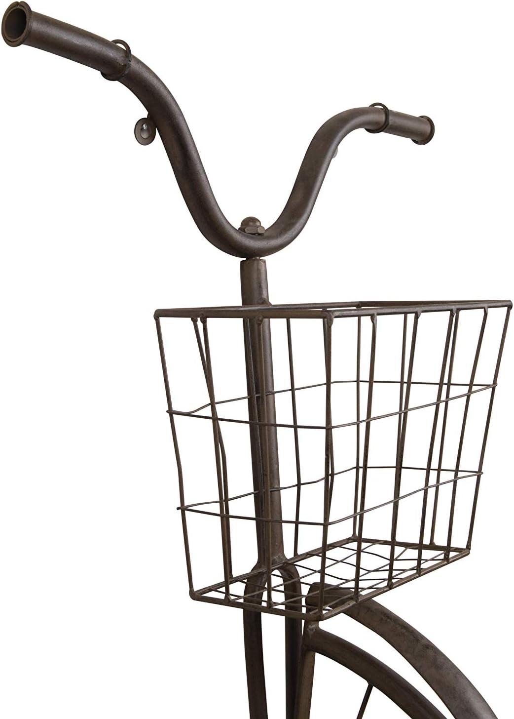 Woven Paths Distressed Rust Iron Bike with Basket Wall Decor, 17" x 8.25" x 30"