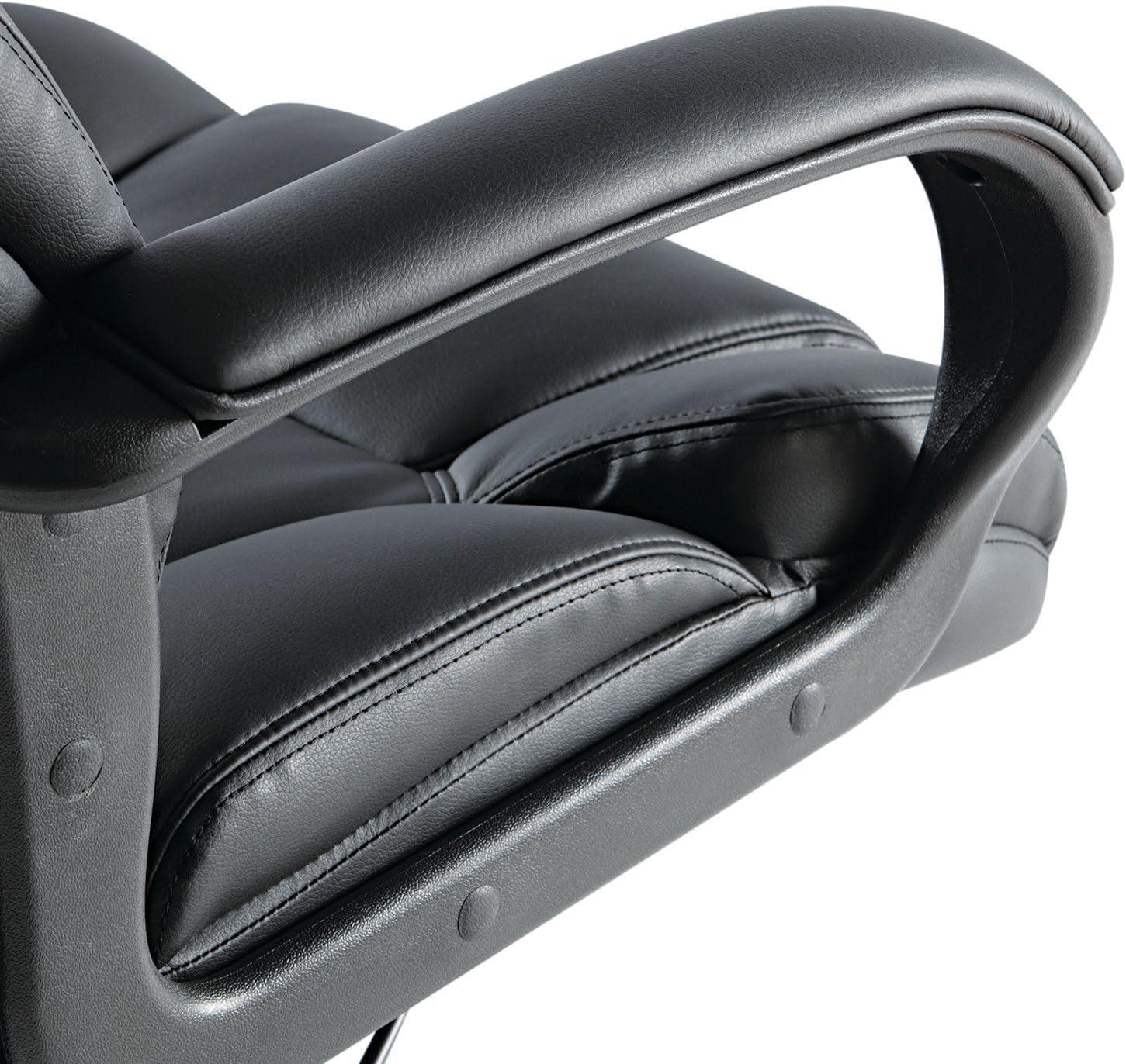 Black Leather High-Back Swivel Executive Office Chair