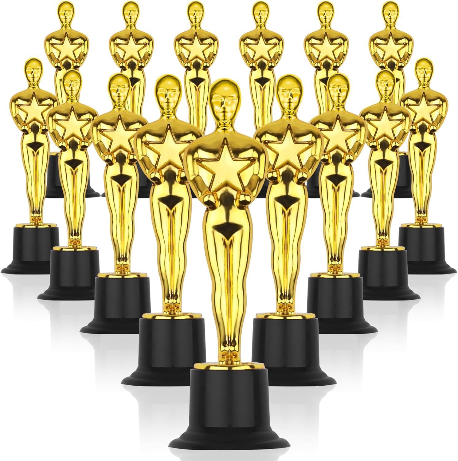 WINKIO Gold Award Trophies，Gold Award Statues, Pack of 6 Mini Trophies, Plastic Trophy Award for Competition,Events, Sports, Party Decorations,Award Ceremony and Appreciation Gift