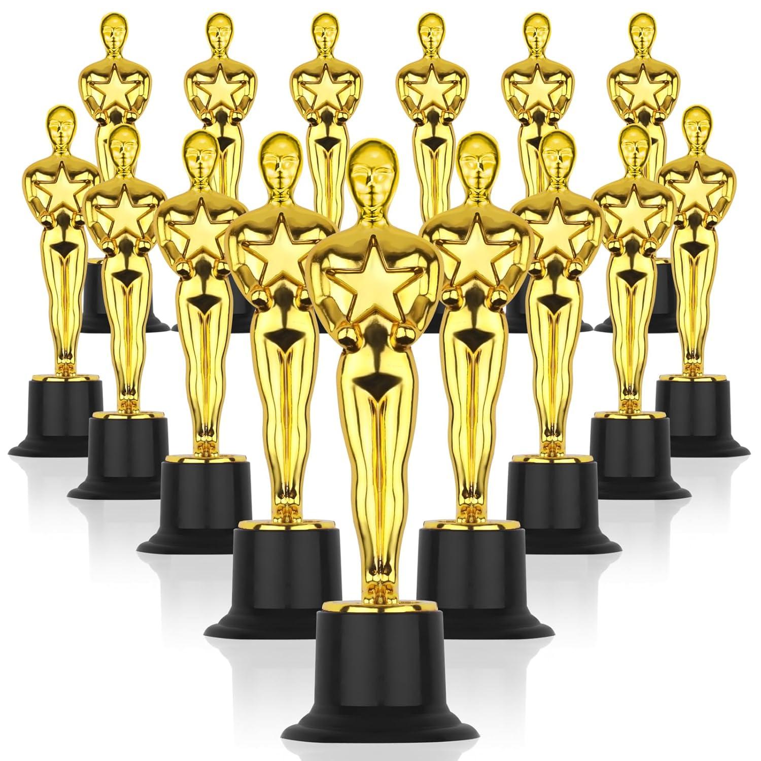 WINKIO Gold Award Trophies，Gold Award Statues, Pack of 6 Mini Trophies, Plastic Trophy Award for Competition,Events, Sports, Party Decorations,Award Ceremony and Appreciation Gift